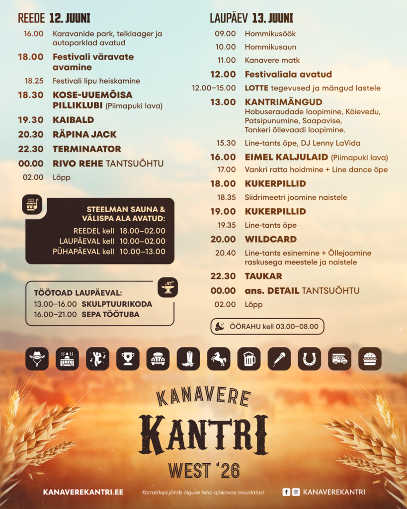 kanavere kantriwest2026 ajakava koos fb ig postitus